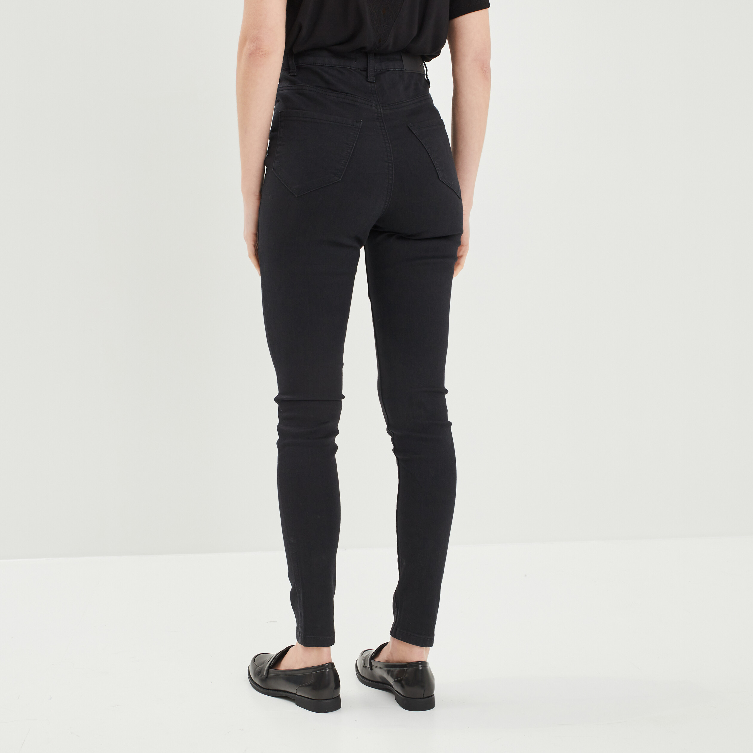 Jeans skinny taille haute noir femme | La Halle