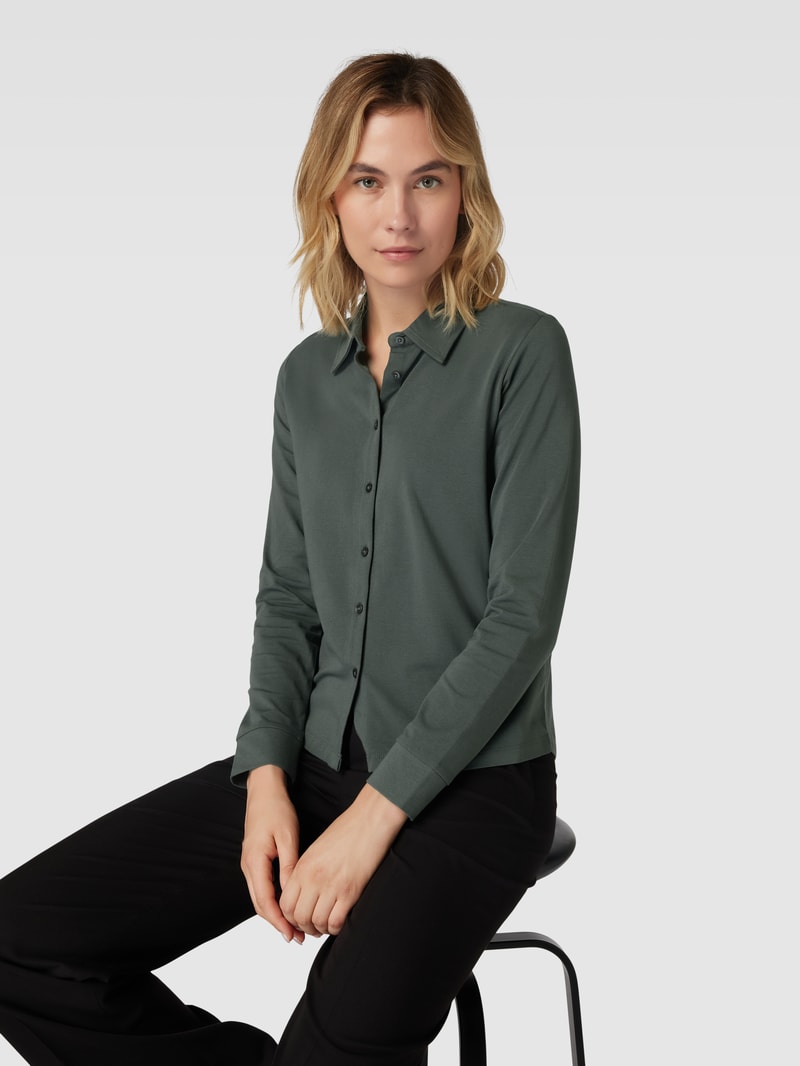 Blusenshirt mit Allover-Muster und Umlegekragen in khaki