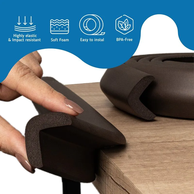 Ταινία αφρού Sipo Sharp Edges σε σχήμα L για την προστασία των αιχμηρών άκρων επίπλων, καφέ