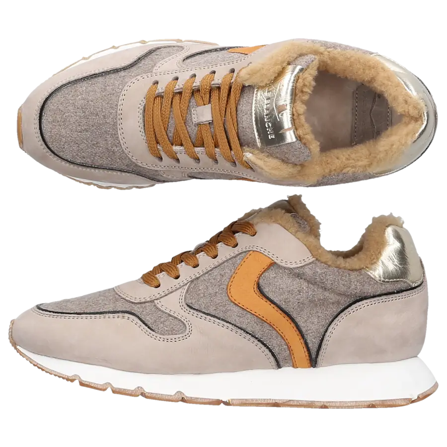 VOILE BLANCHE - Sneaker low JULIA FUR Nubukleder - beige