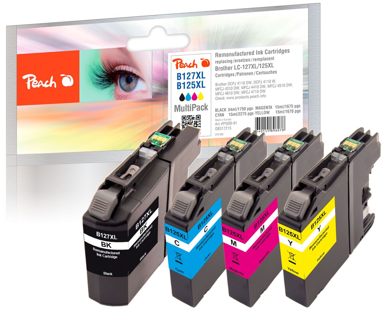 Peach Spar Pack Tintenpatronen ersetzt Brother LC-127XLVALBP