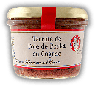 Arnaud/Le Patron Terrine de Foie de Poulet au Cognac - Terrine von der Hühnerleber mit Cognac 180g Arnaud/Le Patron Terrine de Foie de Poulet au Cognac - Terrine von der Hühnerleber mit Cognac 180g  180	 Gramm