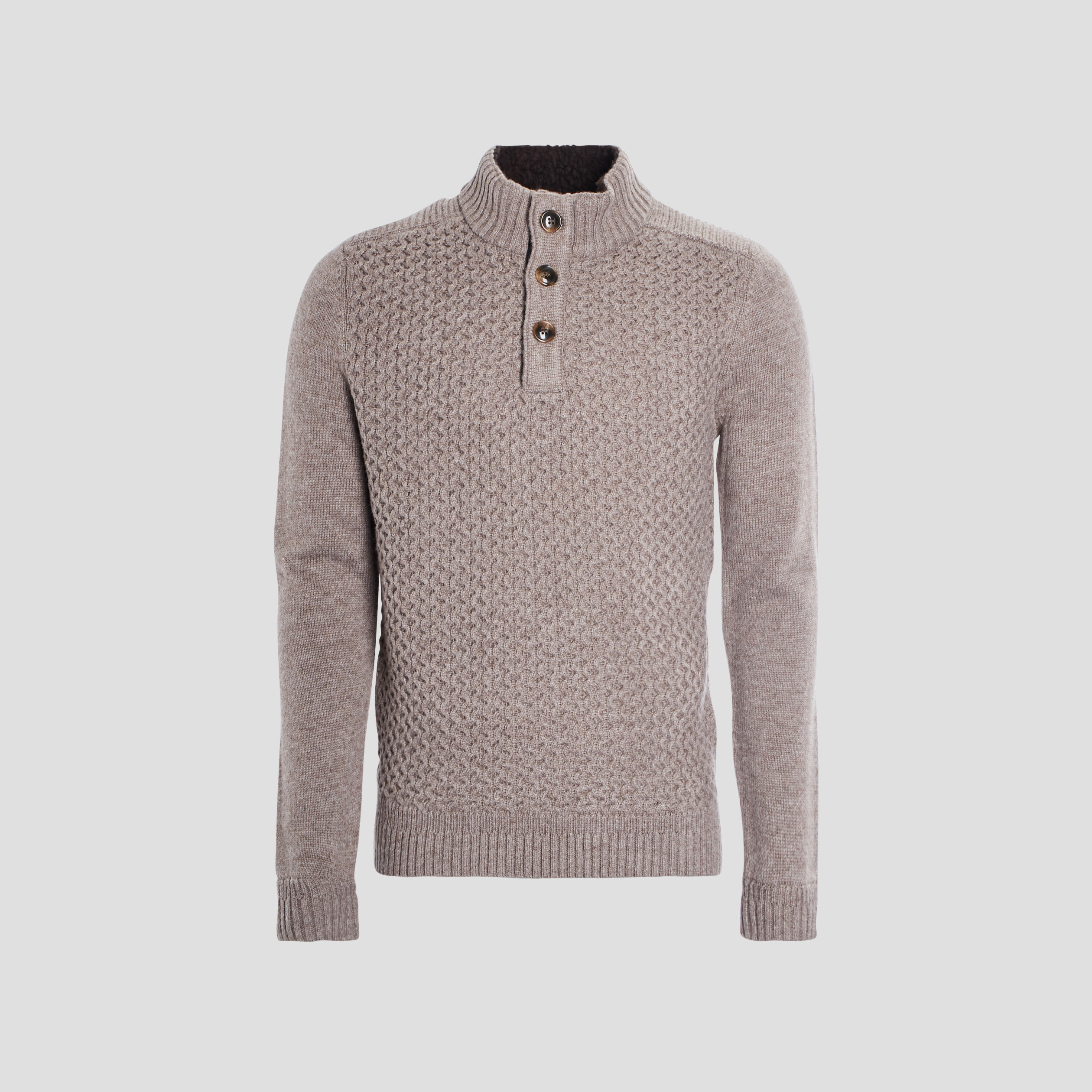 Pull avec col montant taupe homme | La Halle