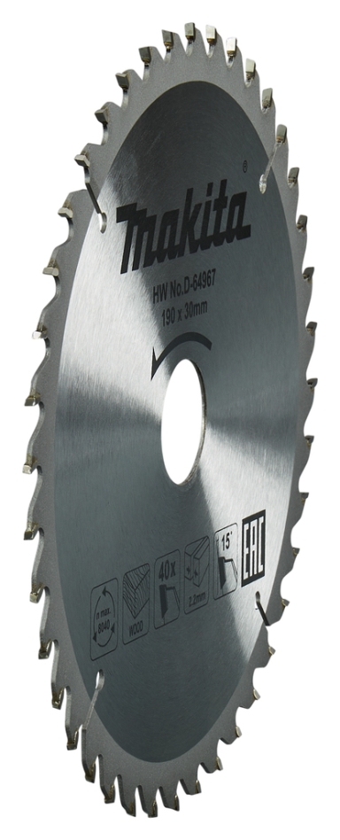 Makita Tilbehør D-64967 Sirkelsagblad Tre ATB 190 x 30 x 2,2 mm T40