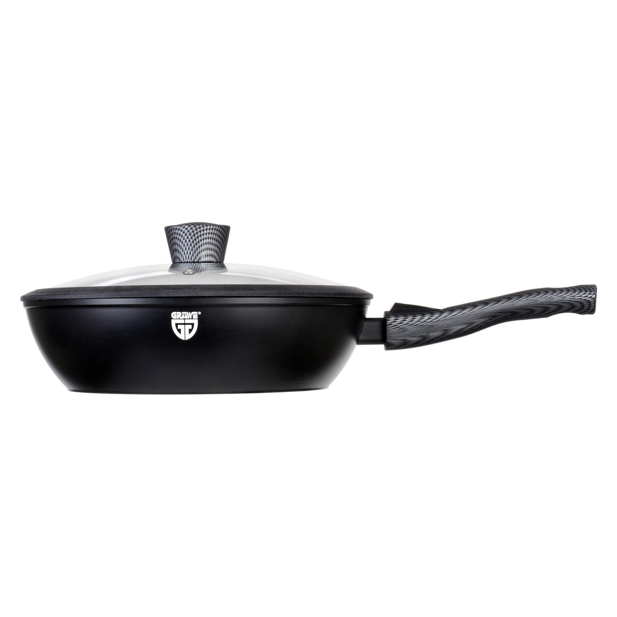 GRÄWE Allzweckmesser GRÄWE Pfanne Aluminium 28 cm, mit abnehmbarem Griff, Deckel und Wender