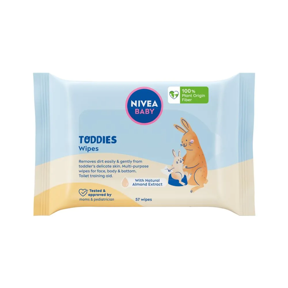 Nivea Baby Toddies biologiškai skaidžios servetėlės, 57 vnt.