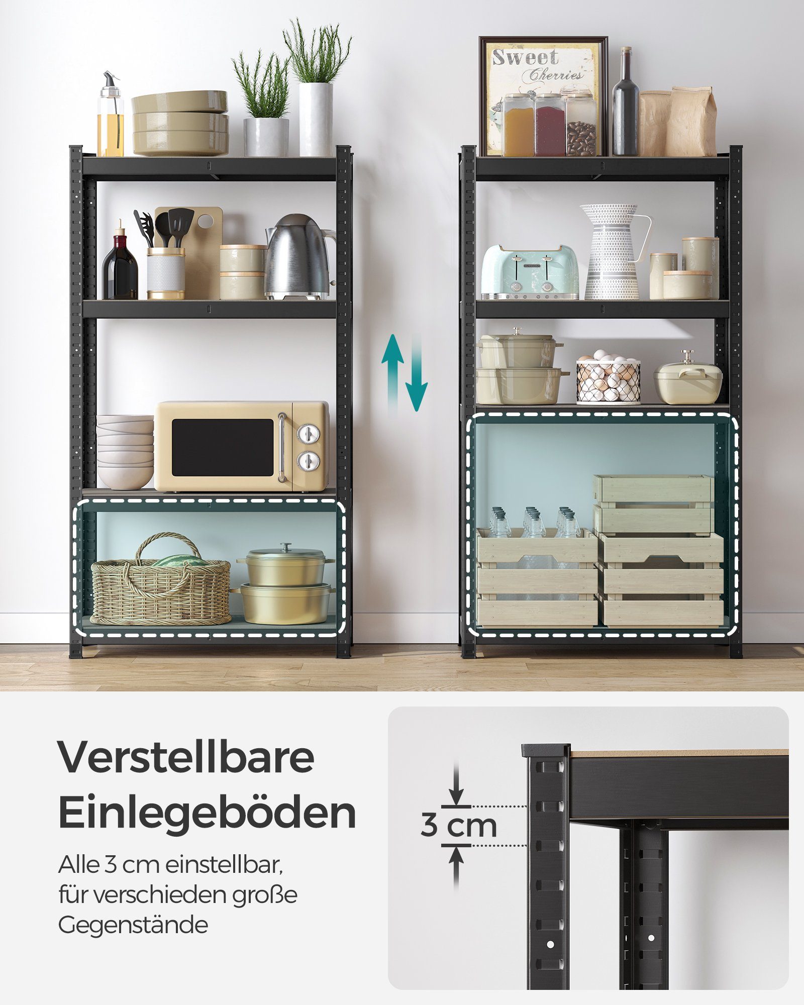 SONGMICS Schwerlastregal Lagerregal, 1-tlg., 4 Ebene, bis 520 kg belastbar