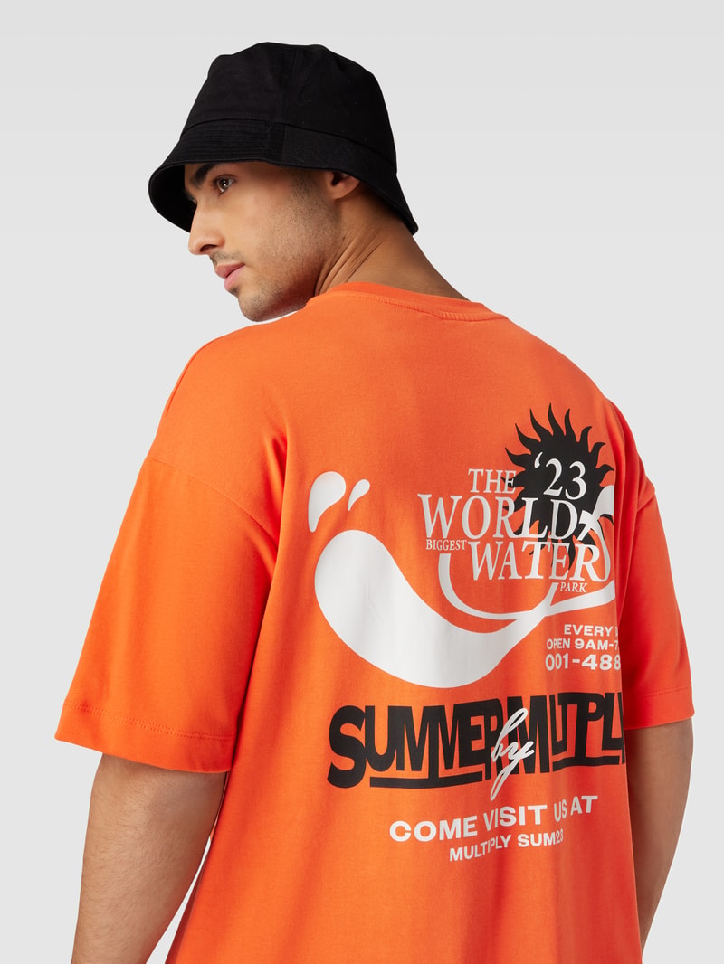 Oversized T-Shirt mit Motiv-Print in dunkel orange