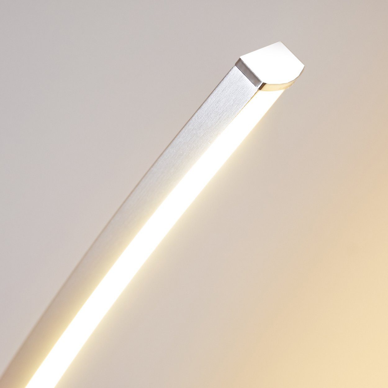hofstein Bogenlampe Oneto LED Designer Standlampe in Aluminiumgebürstet, mit Fußschalter und Kabel, Leselampe, fest eingebaute LEDs 1100 Lumen