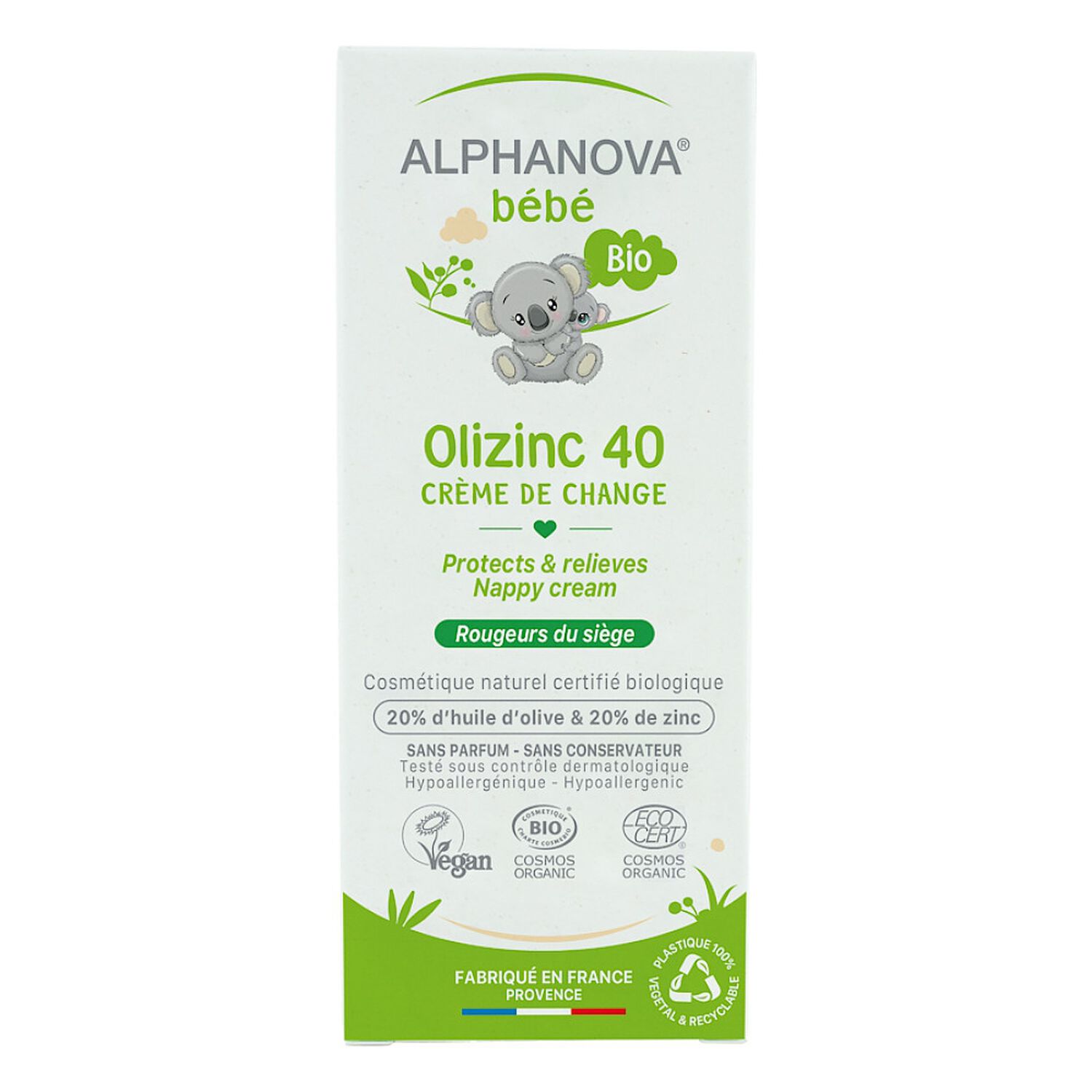 Alphanova Bébé Olizinc 40 Crème de Change Bio - Rougeurs du Siège 50G