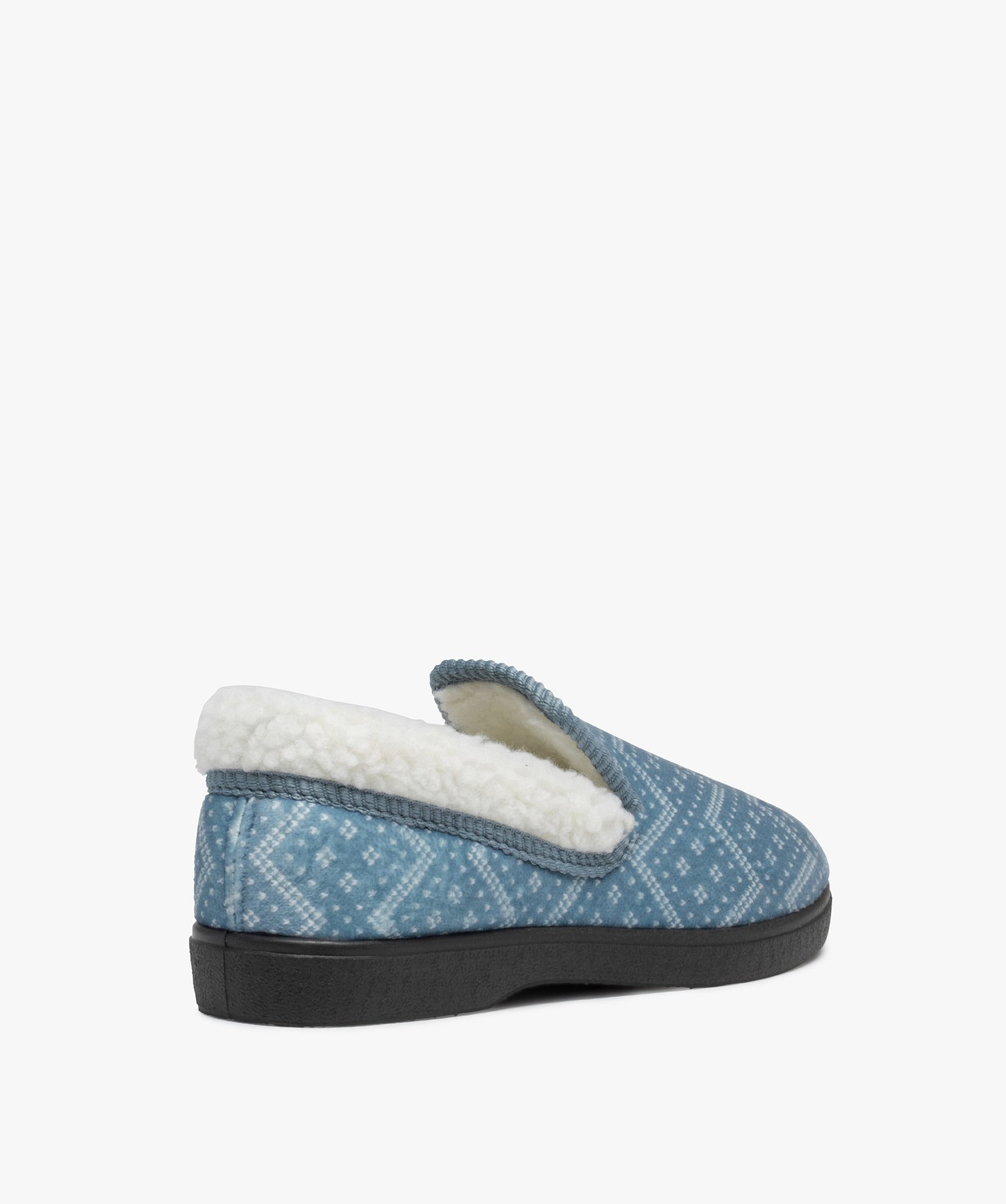 Pantoufles femme à doublure fourrée en sherpa bleu | GEMO