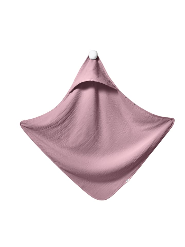 Mababu Kapuzenhandtuch Baby, 4 Lagen Musselin, Bio-Baumwolle in dusty rose günstig kaufen 75x75 cm