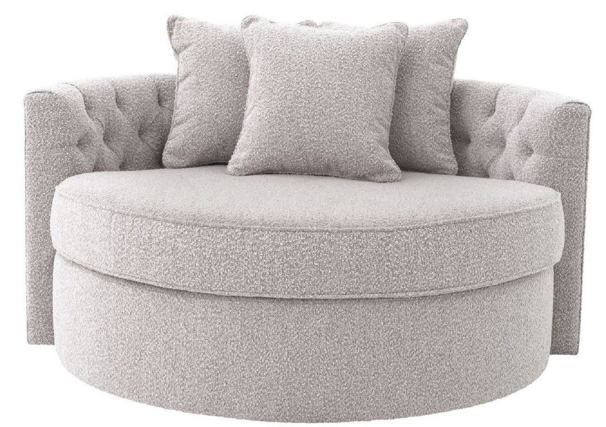 Casa Padrino Loungesofa Luxus Rundsofa Grau 157 x 148 x H. 90 cm - Modernes rundes Wohnzimmer Sofa mit 3 Kissen - Wohnzimmer Möbel - Luxus Möbel