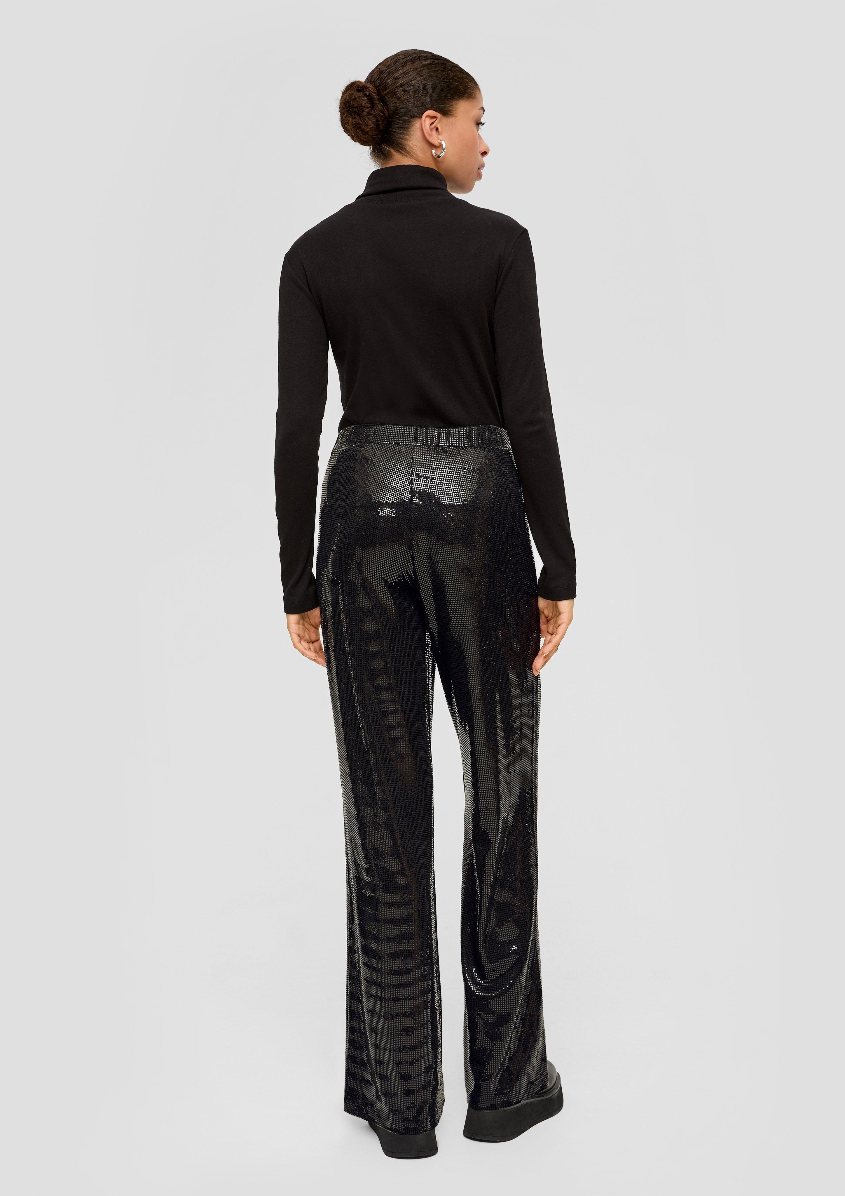 Regular: Pailletten-Hose mit Flared Leg  2138354-9999