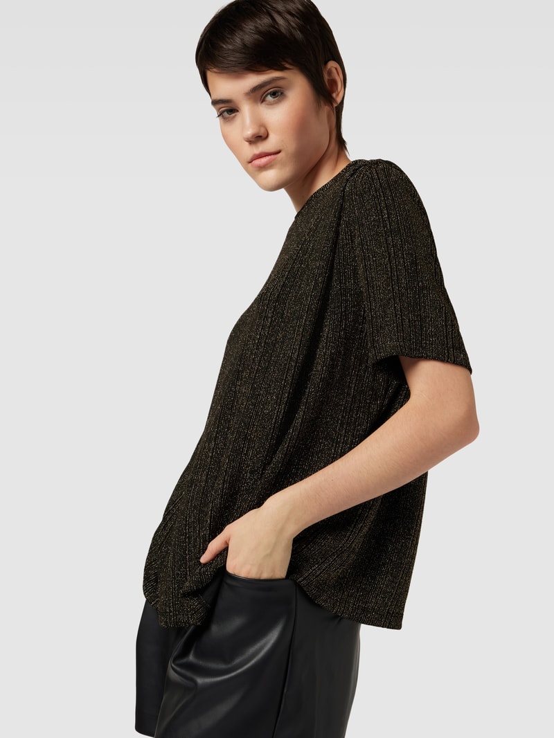 T-Shirt mit Effektgarn Modell 'XLURI' in metallic schwarz