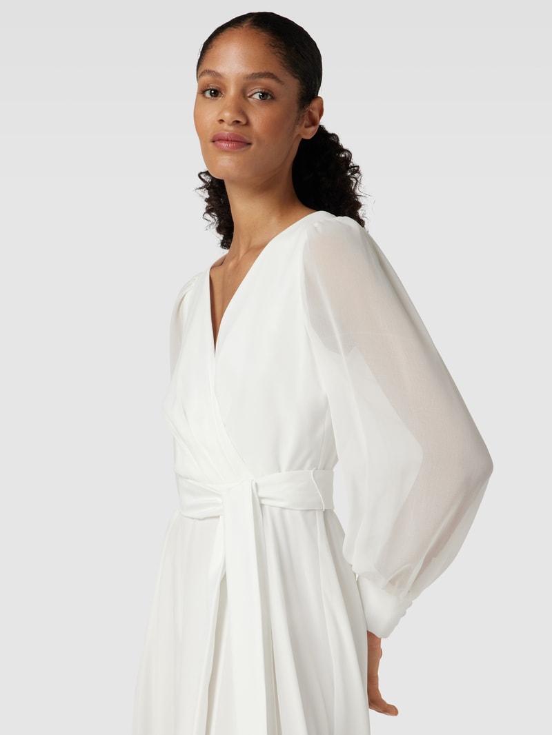 Cocktailkleid mit Bindegürtel in offwhite