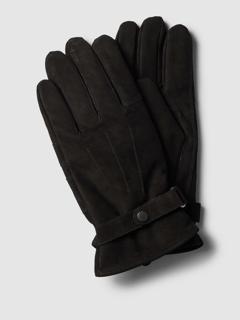Lederhandschuhe mit verstellbarem Riegel Modell 'THIN' in schwarz