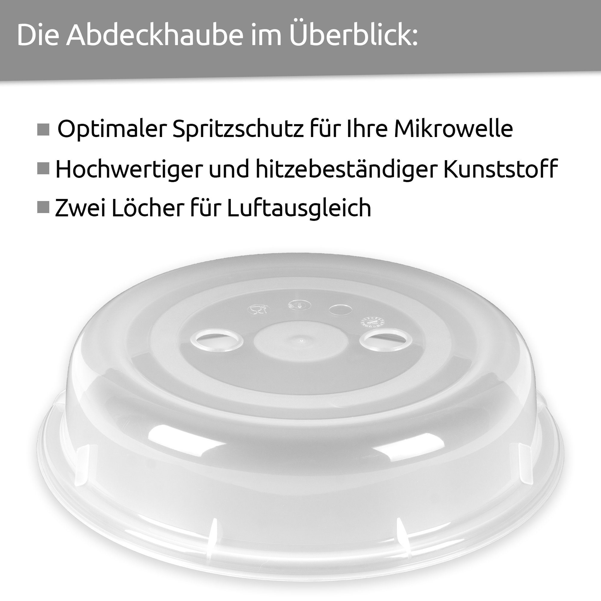 Wüllner + Kaiser Mikrowellenbehälter Mikrowellen Abdeckhaube, BPA freier Kunststoff, (1-tlg), spülmaschinenfest, Mikrowellenabdeckhaube made in Germany