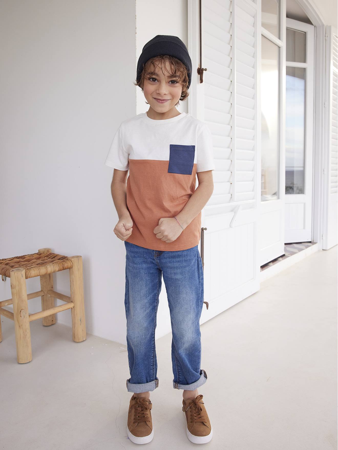 Vertbaudet Jungen T-Shirt, Colorblock Oeko-Tex - azurblau