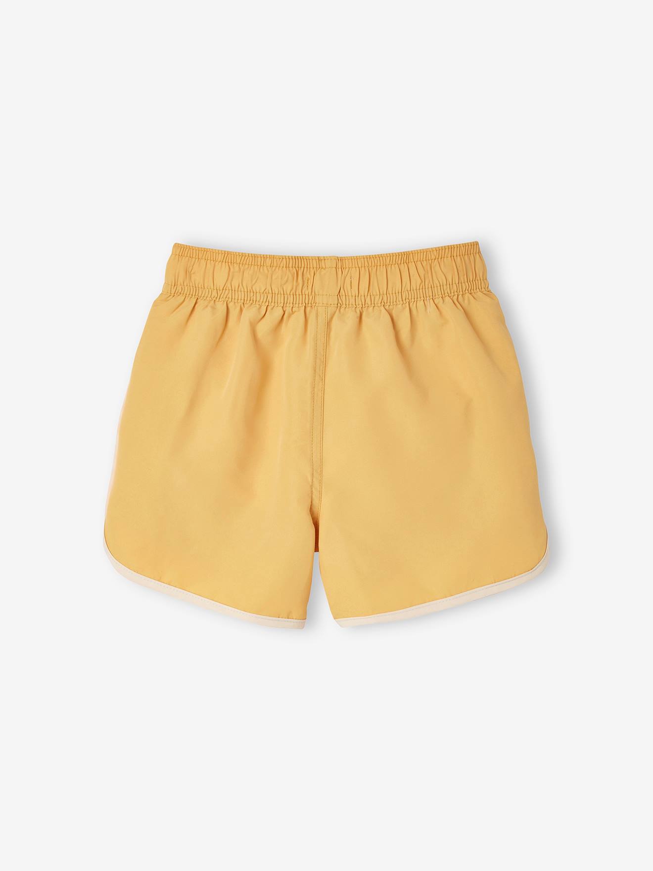 Short de bain bicolore imprimé surf garçon jaune ambre