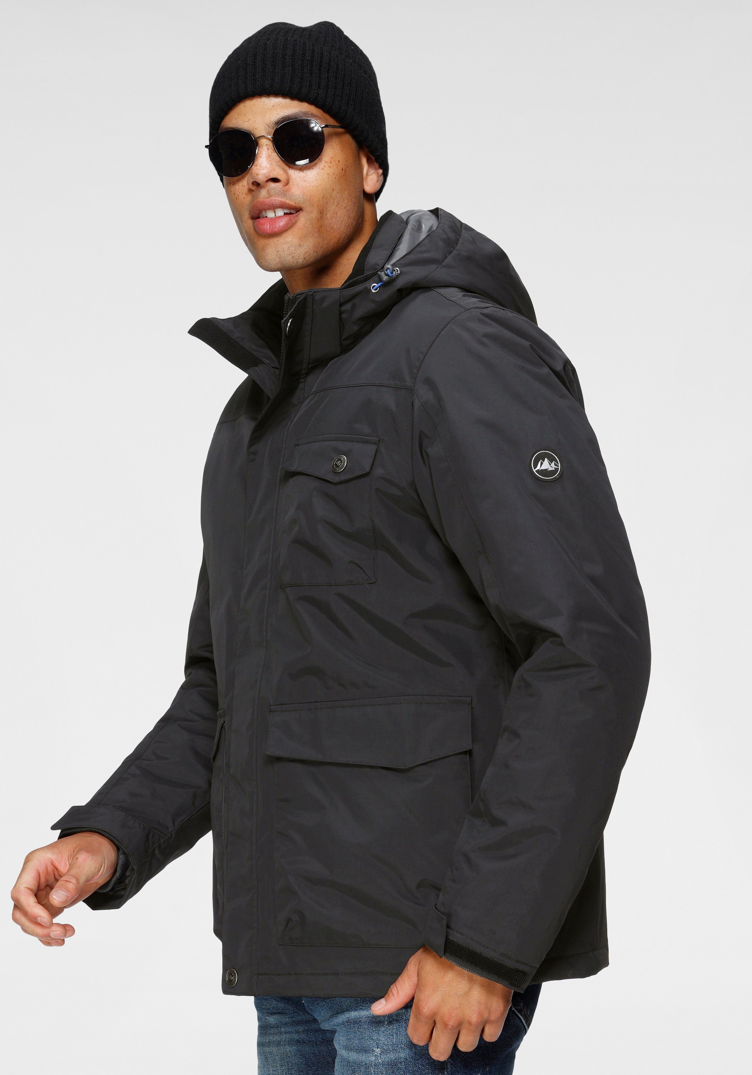 Polarino Funktionsjacke mit Windschutzblende und abnehmbarer Kapuze