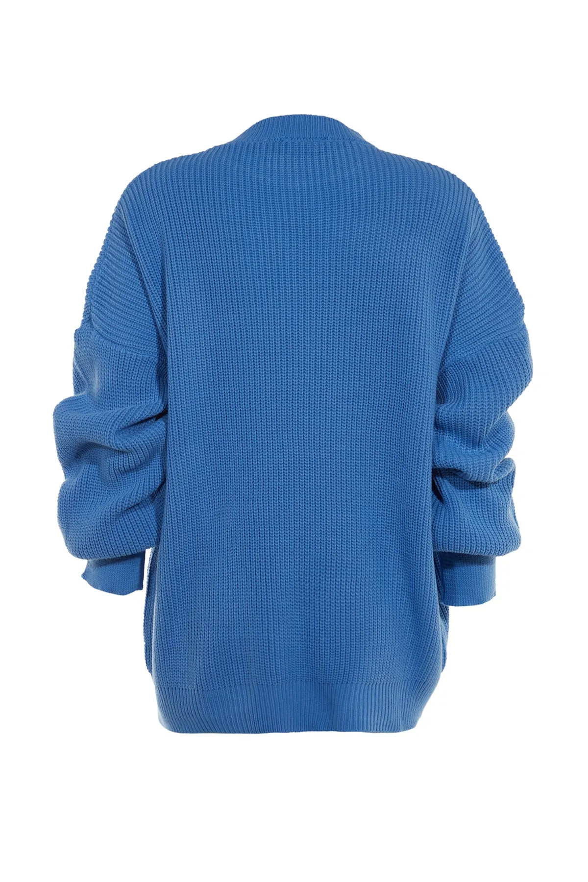 Trendyol Collection  Blauer Strickpullover mit Rundhalsausschnitt und weiter Passform TWOAW23KZ01448