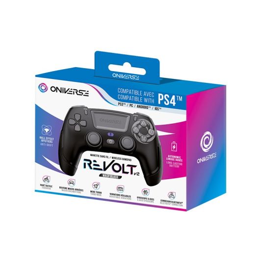 Controler wireless ONIVERSE Revolt V2 - Geschikt pentru PS4 și PC - Bluetooth - Zwart