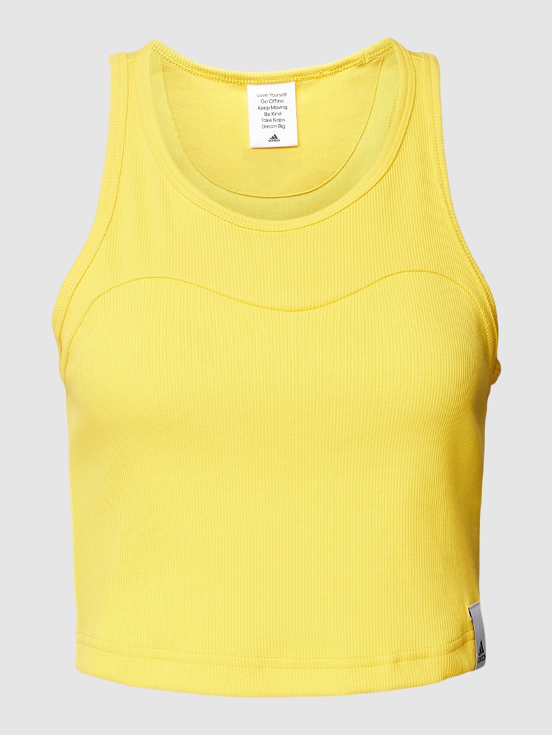 Crop Top in Ripp-Optik in gelb