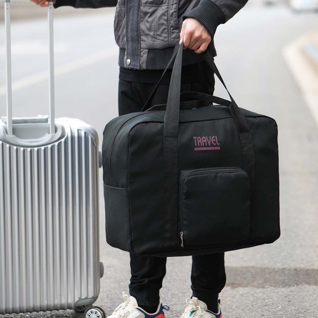 YANN Aufbewahrungstasche Zusammenklappbare Trolley-Koffer-Reisetasche, (Kleidungsaufbewahrungstasche mit großem Fassungsvermögen, Studentengepäcktasche, 1-tlg)