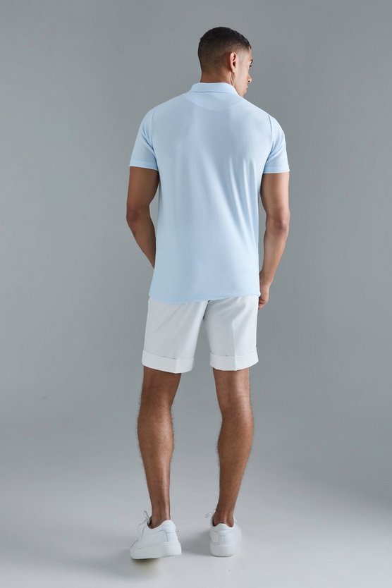 Slim-Fit Ottoman Poloshirt mit 1/4 Reißverschluss