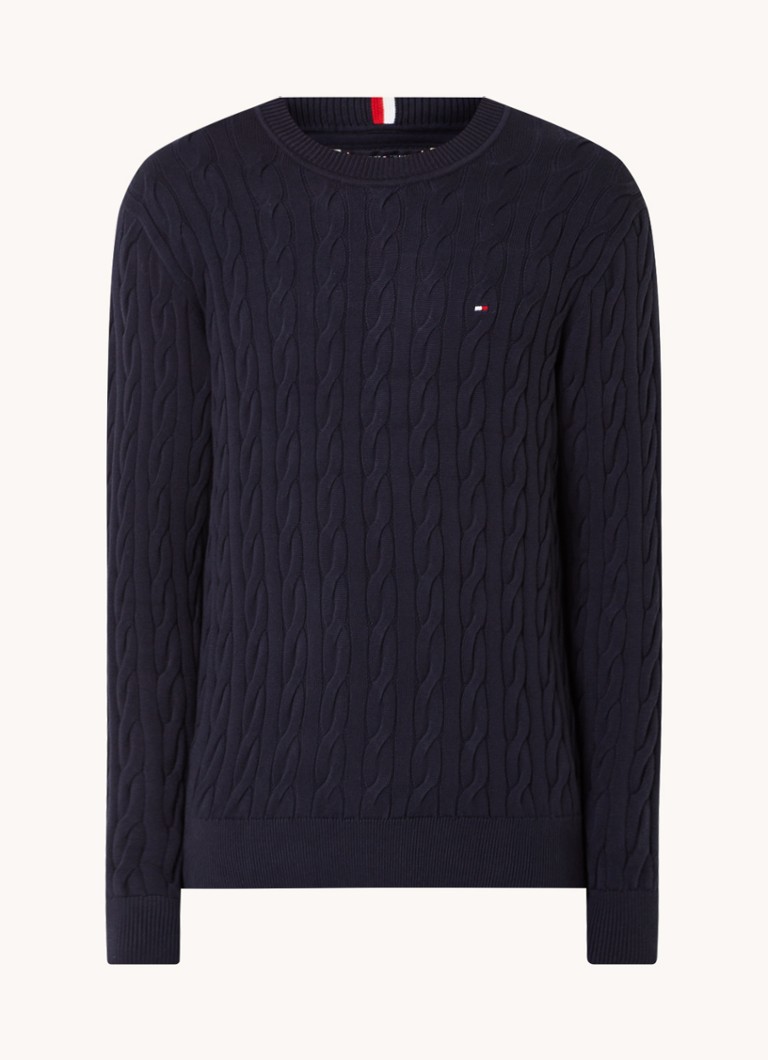 Tommy Hilfiger  Kabelgebreide trui met logoborduring