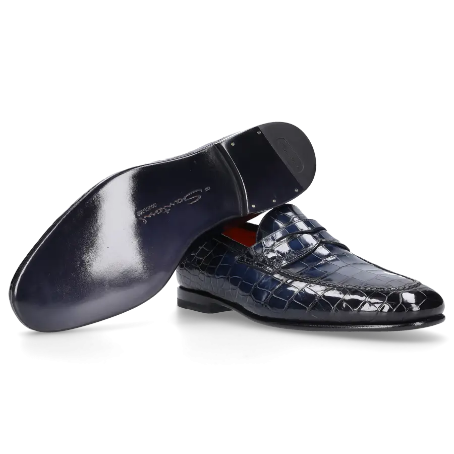 Santoni - Loafer 15609 Krokodilleder - blau