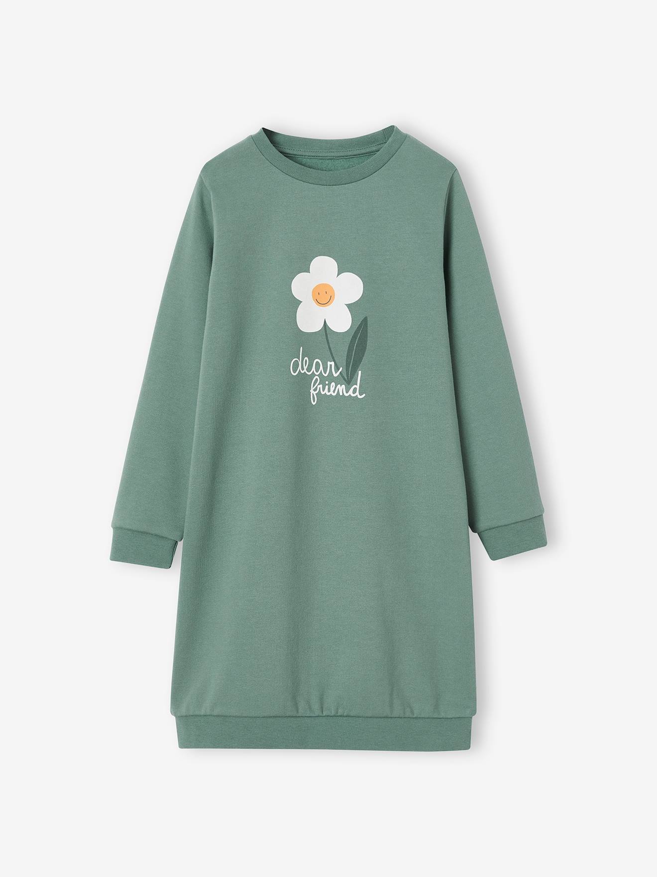 Robe Basics en molleton fille vert émeraude