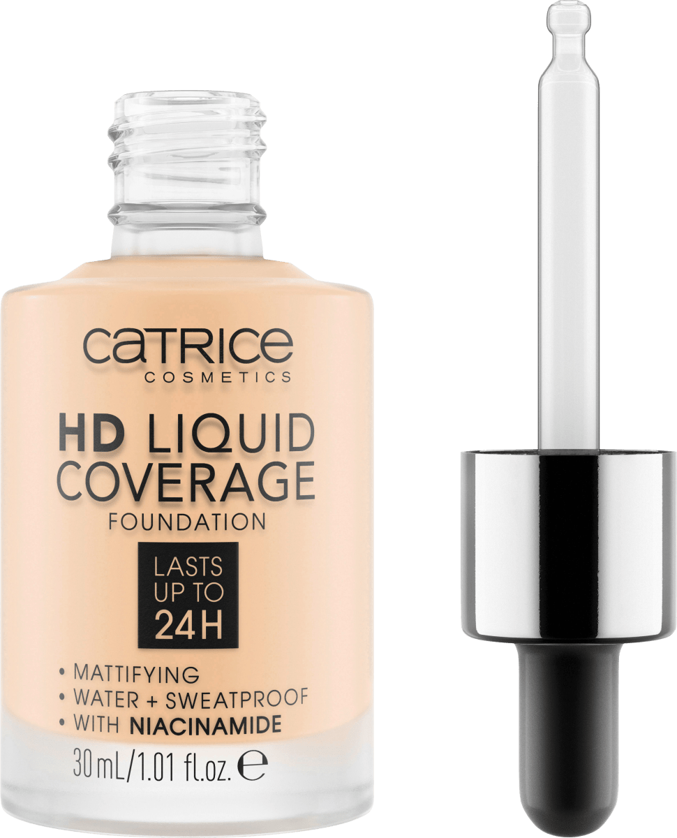 Foundation Liquid HD Coverage Waterproof 002 Porcelain Beige, 30 ml