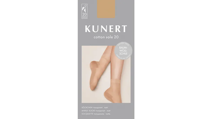 KUNERT Damen Söckchen COTTON SOLE mit Baumwollsohle 20 DEN black