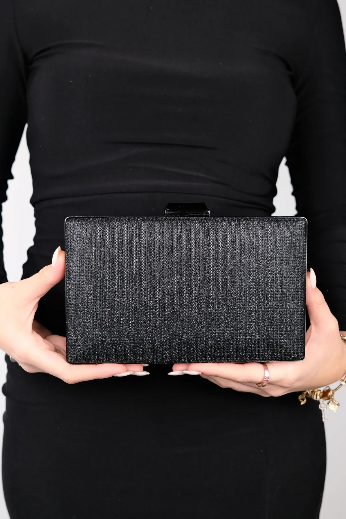 LuviShoes  HEROLD Schwarze Glitzer-Abendtasche für Damen