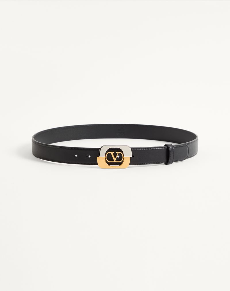 Valentino Garavani VLogo Signature Bælte i skinnende kalveskind 30 mm