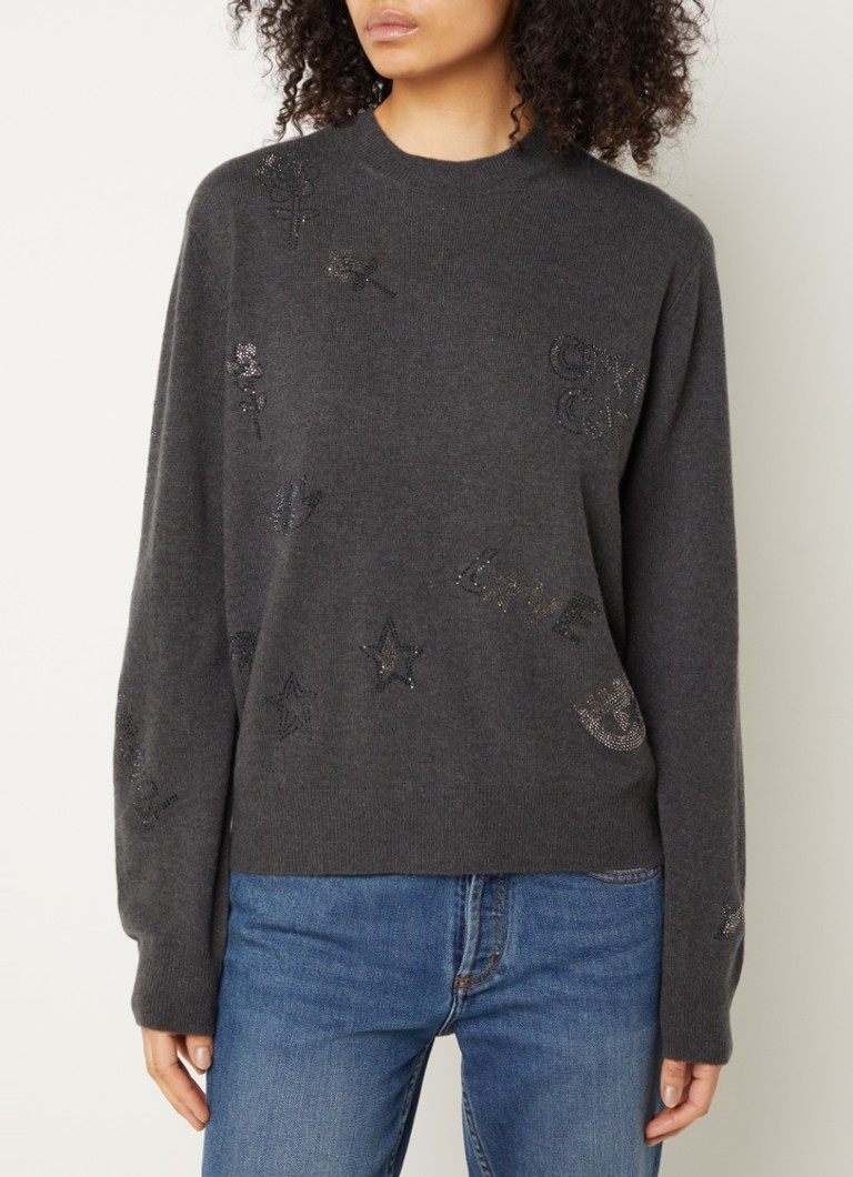 Zadig&Voltaire Pravis fine-knit pullover in cashmere blend with rhinestones