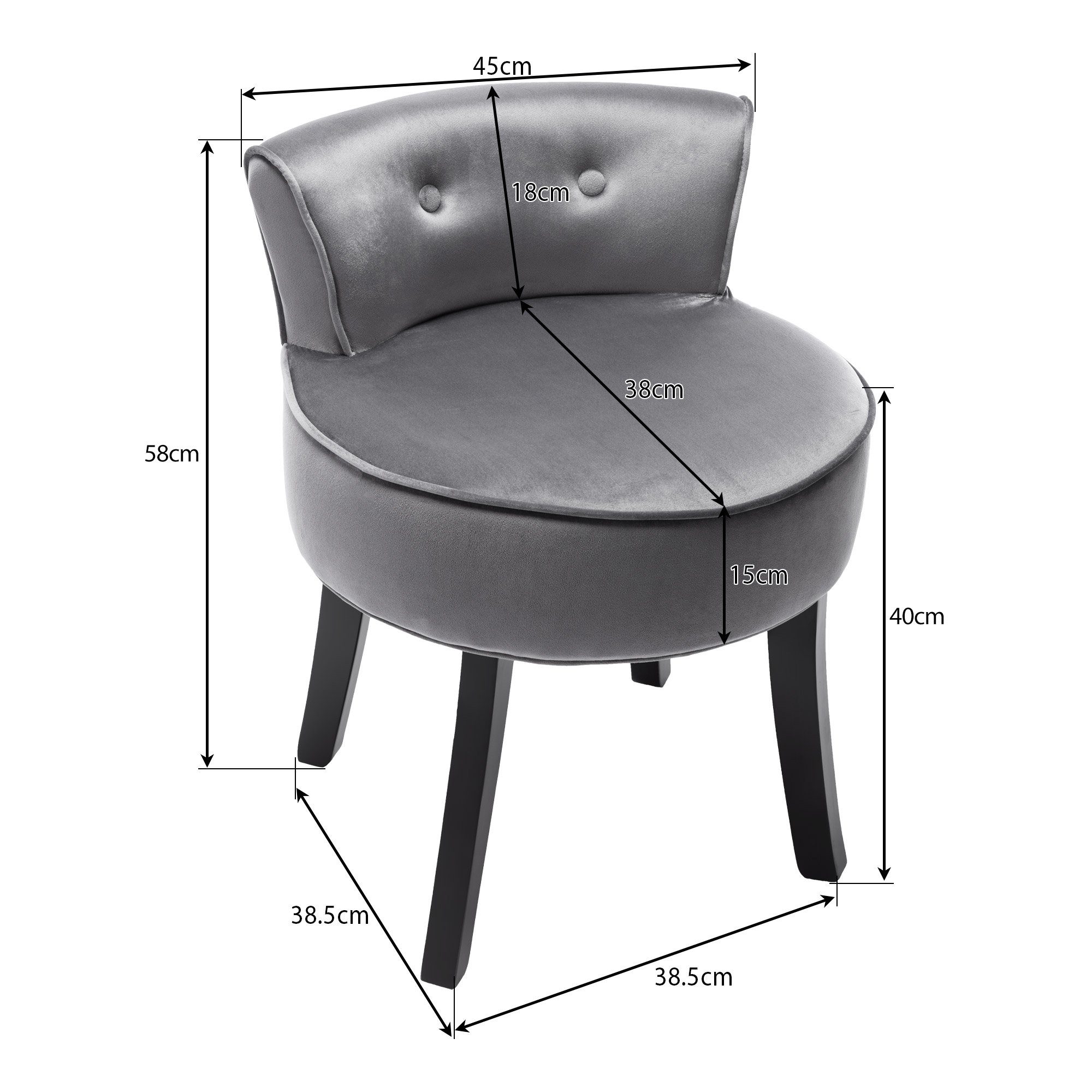 Fangqi Polsterstuhl Samt Schlafzimmerstuhl,Kommode Stuhl mit Eichenbeinen, Rosa/Grau, Schminktisch Stoff Hocker Stoff Schminktisch Stuhl