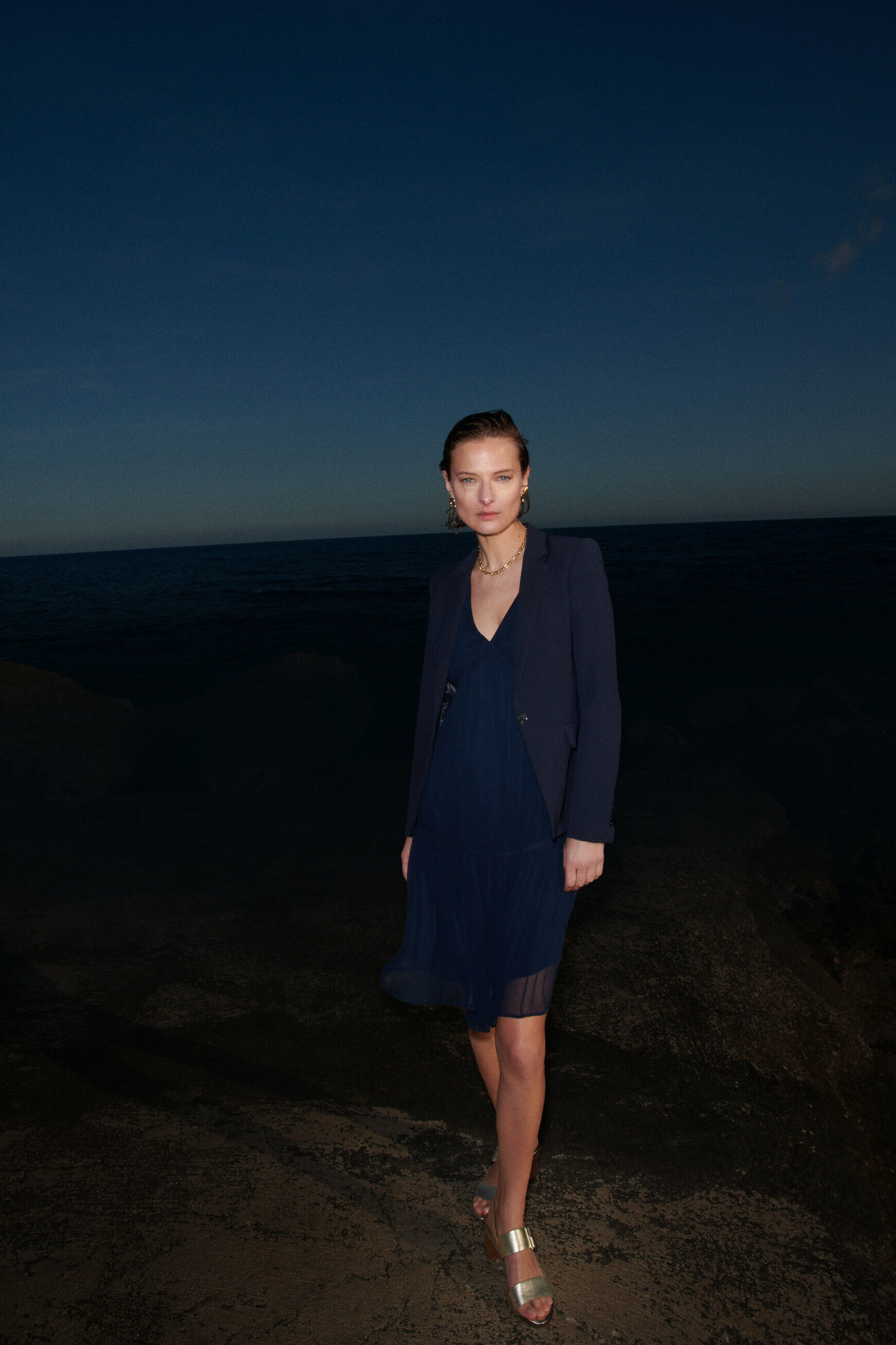 Robe reliane bleu marine femme