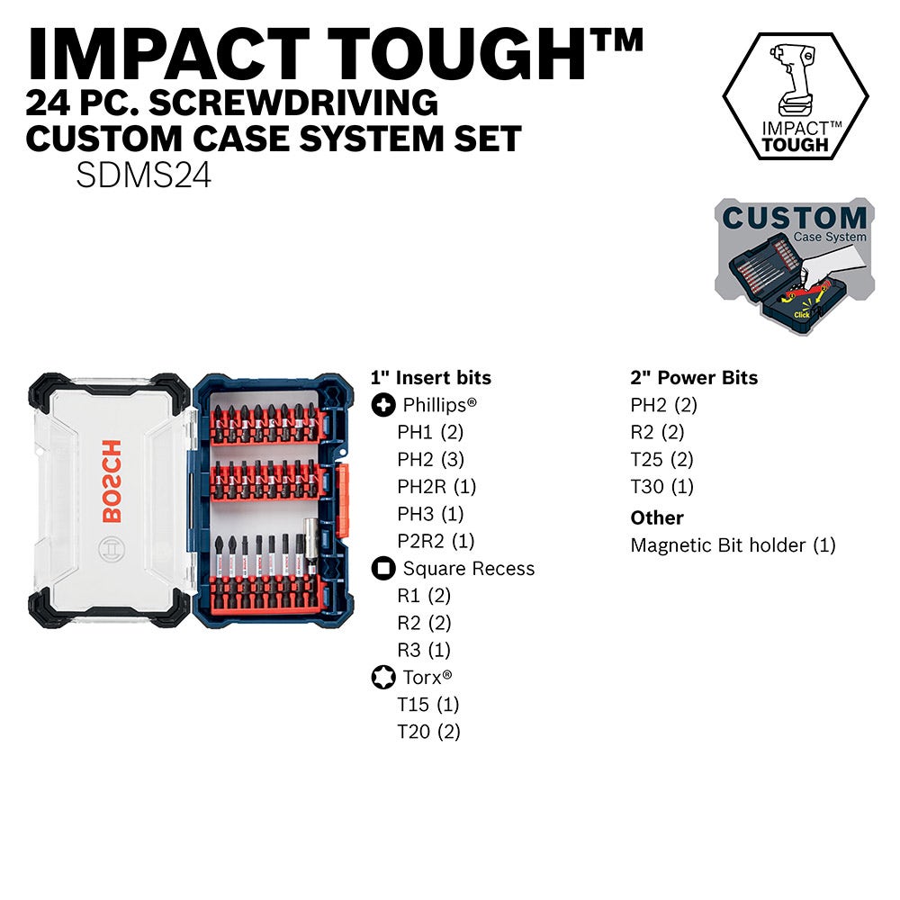 BOSCH Impact Screwdriver Bit Set - IMPACT TOUGH - 24 Piece