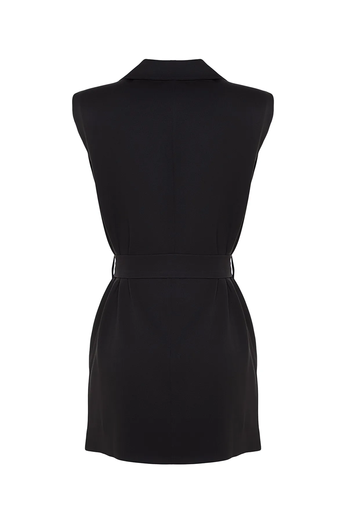 Trendyol Modest  Schwarze, gewebte, gefütterte Weste mit Taillengürtel TCTSS23YL00021