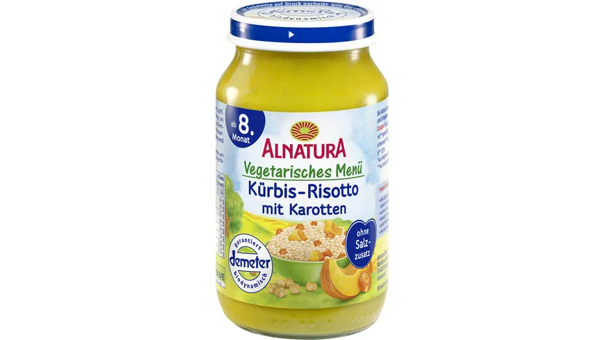 Alnatura Bio Kürbis-Risotto mit Karotten Babygläschen 220 g