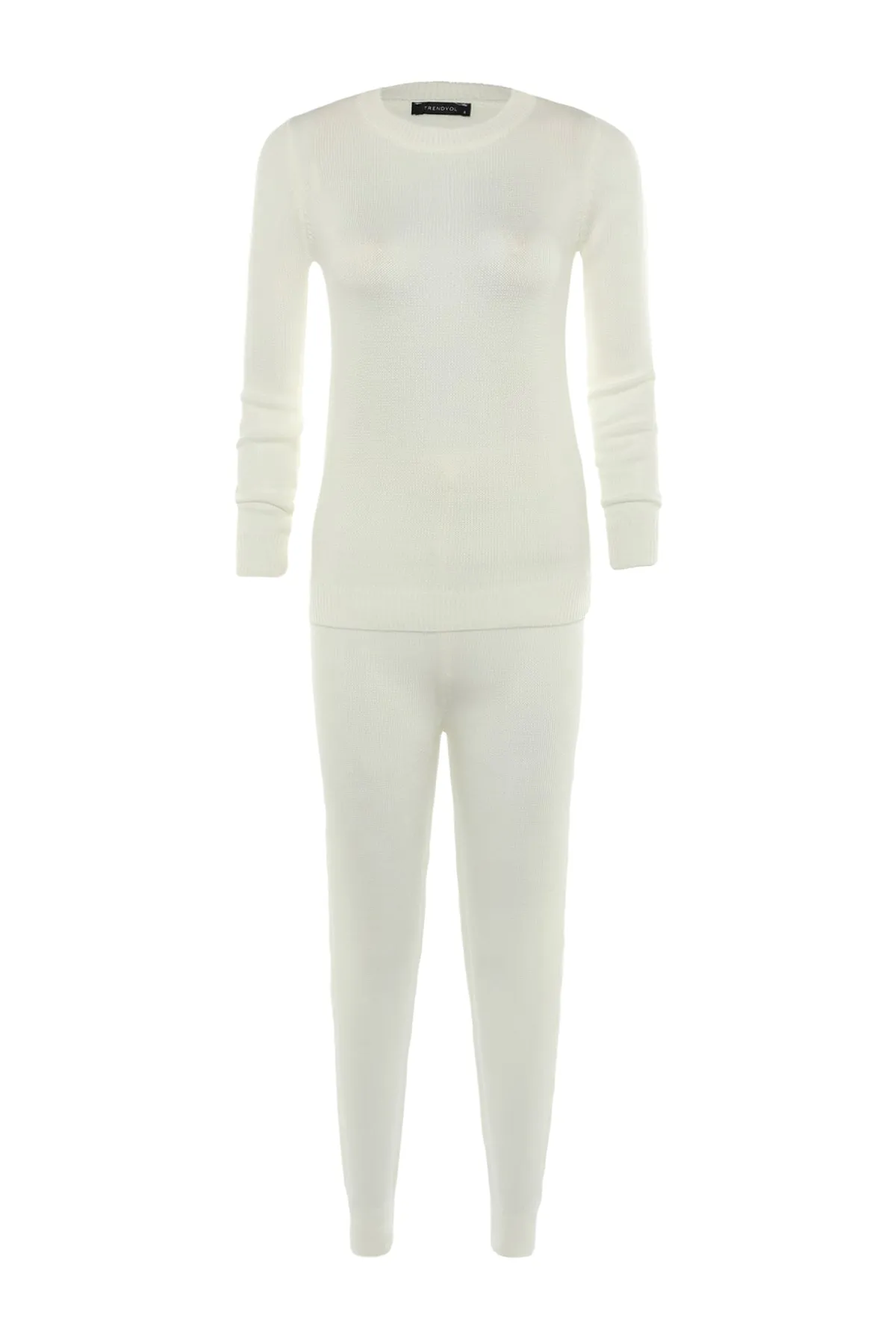 Trendyol Collection  Ecrufarbenes Strickoberteil und -unterteil mit detailliertem Strickmuster TWOAW23AU00041