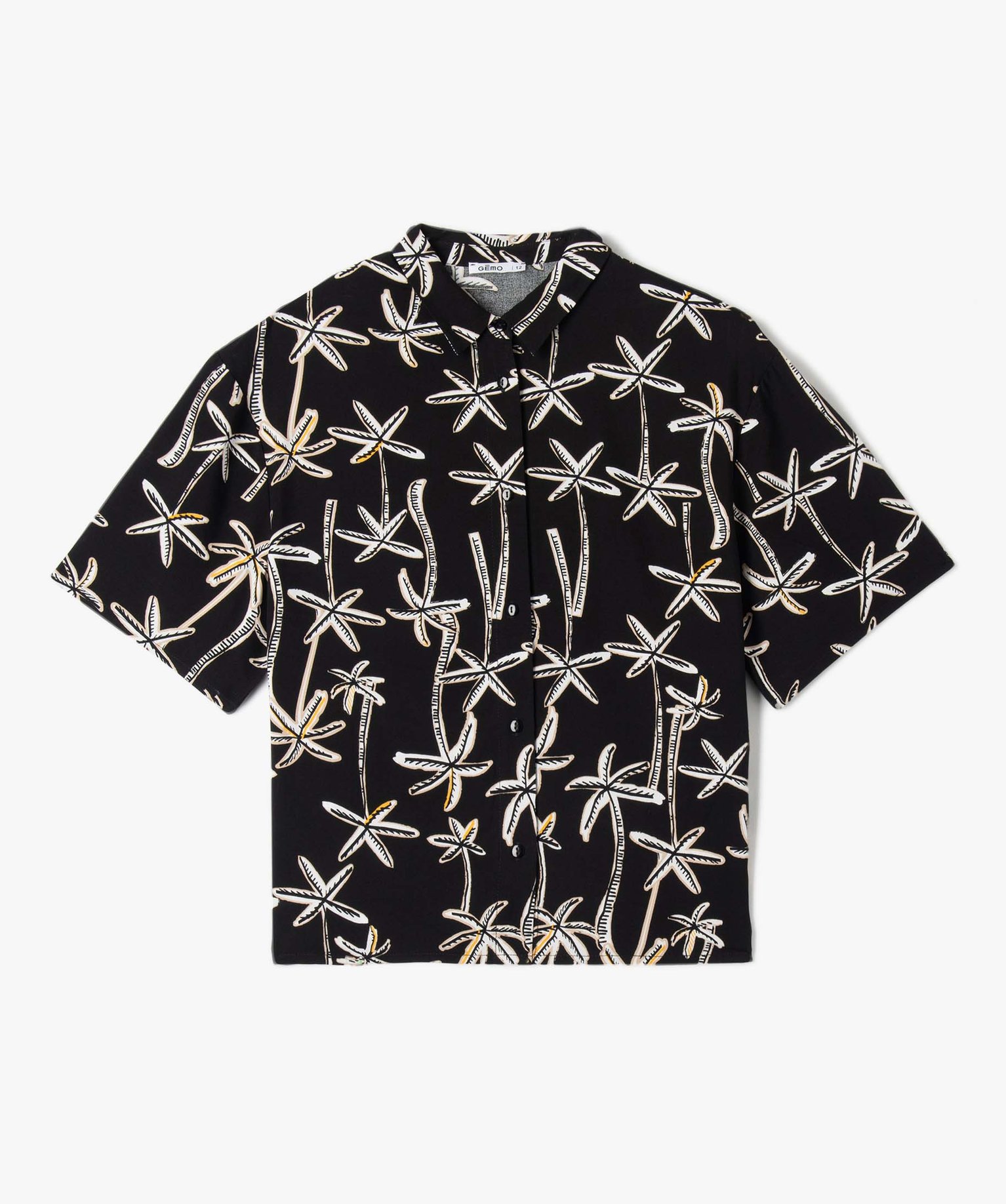 Chemise fille à manches courtes avec motifs palmiers imprime | GEMO