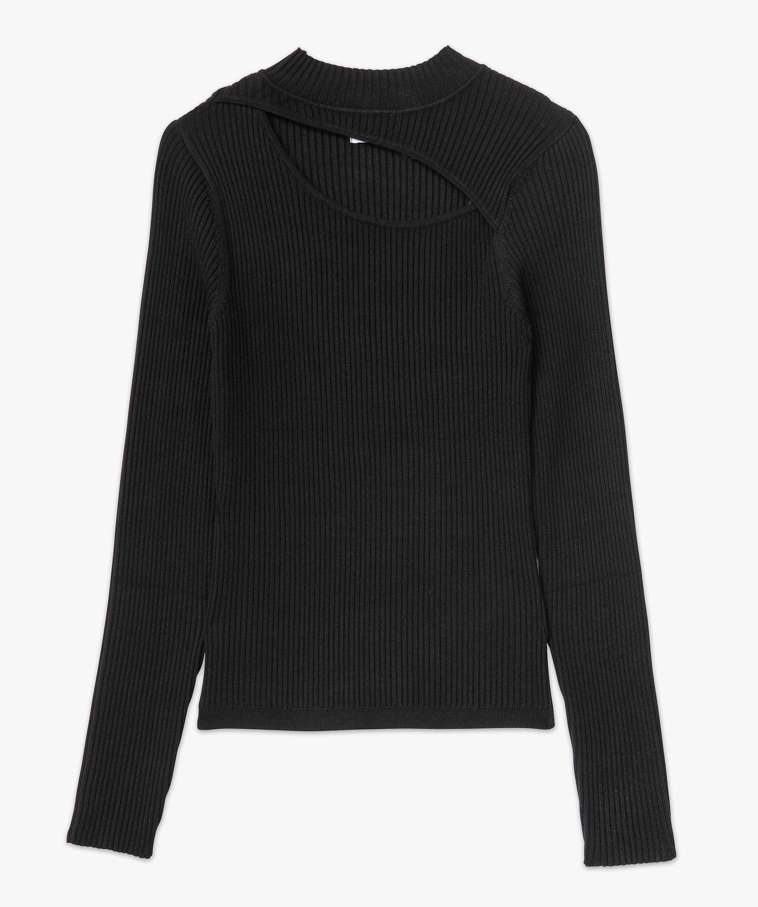 Pull ctelé à col montant avec ouverture buste femme noir | GEMO
