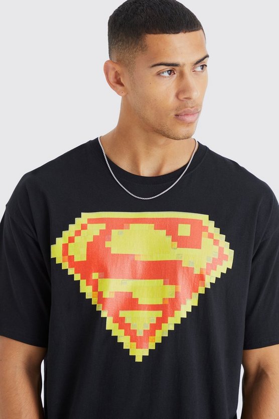 Oversize T-Shirt mit lizenziertem Pixel Superman Print