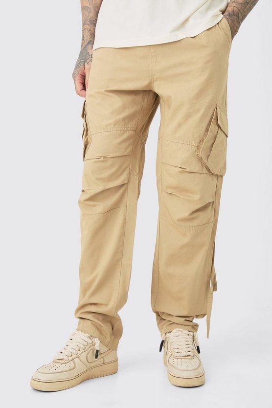 Tall gerade Ripstop Cargohose mit elastischem Bund