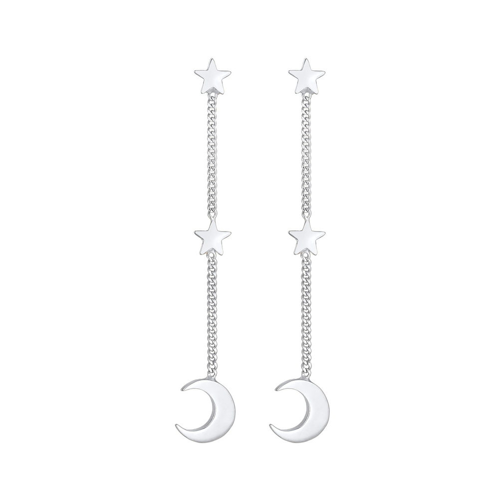 Elli Elli Boucles d'Oreilles dames Star Crescent Astro Trend en 925/1000 argent massif Boucles d'oreilles