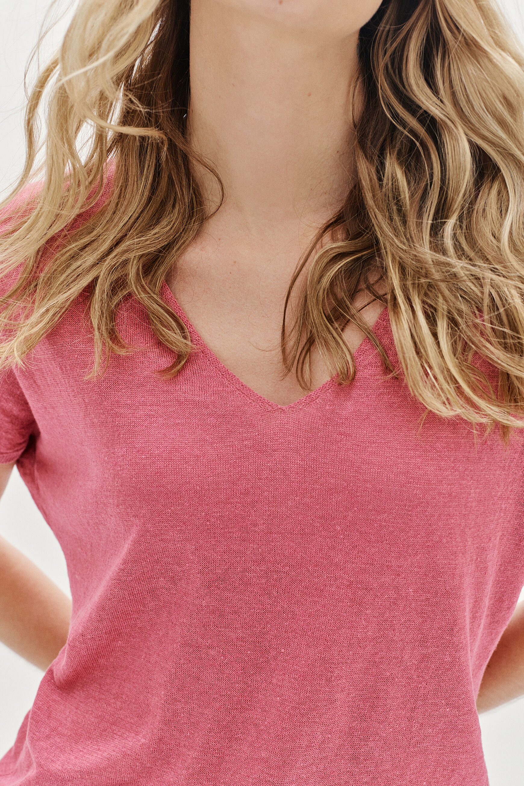 pull milane 100% lin rose femme